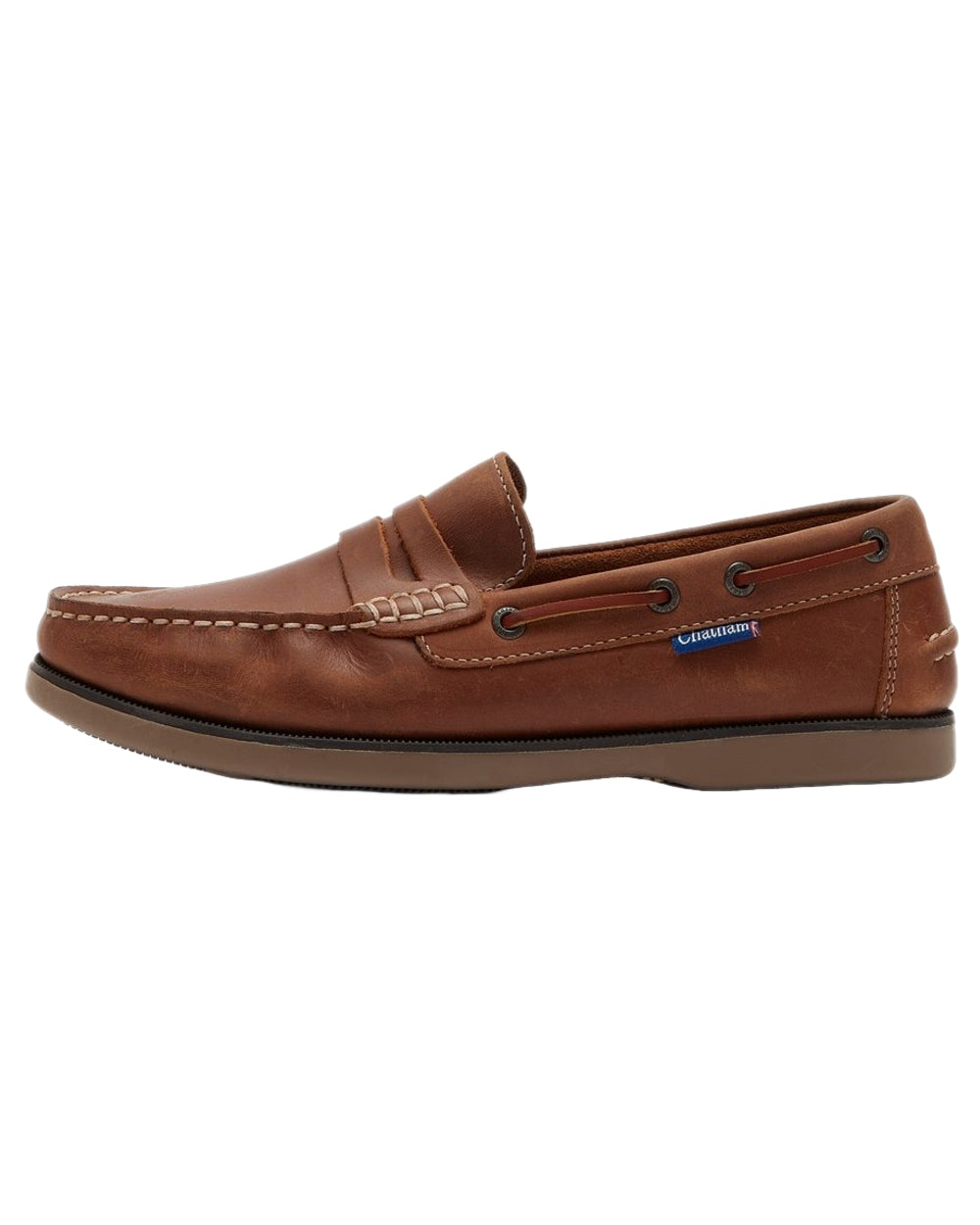 Tan Coloured Chatham Mens Shanklin-Premium Leather Loafers on white background 