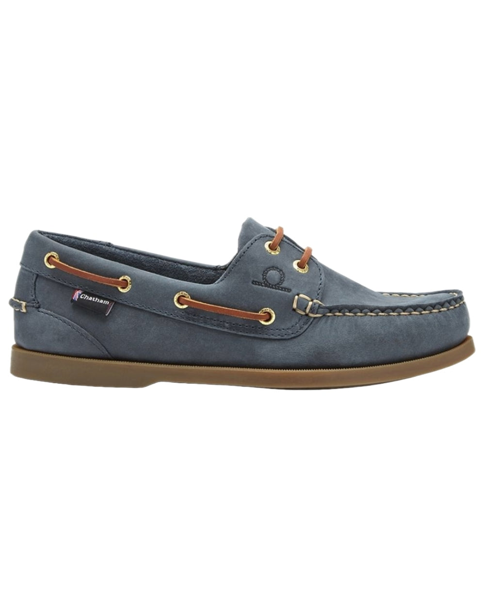 Blue Coloured Chatham Mens The Deck II G2 Premium Leather Boat Shoes on white background 