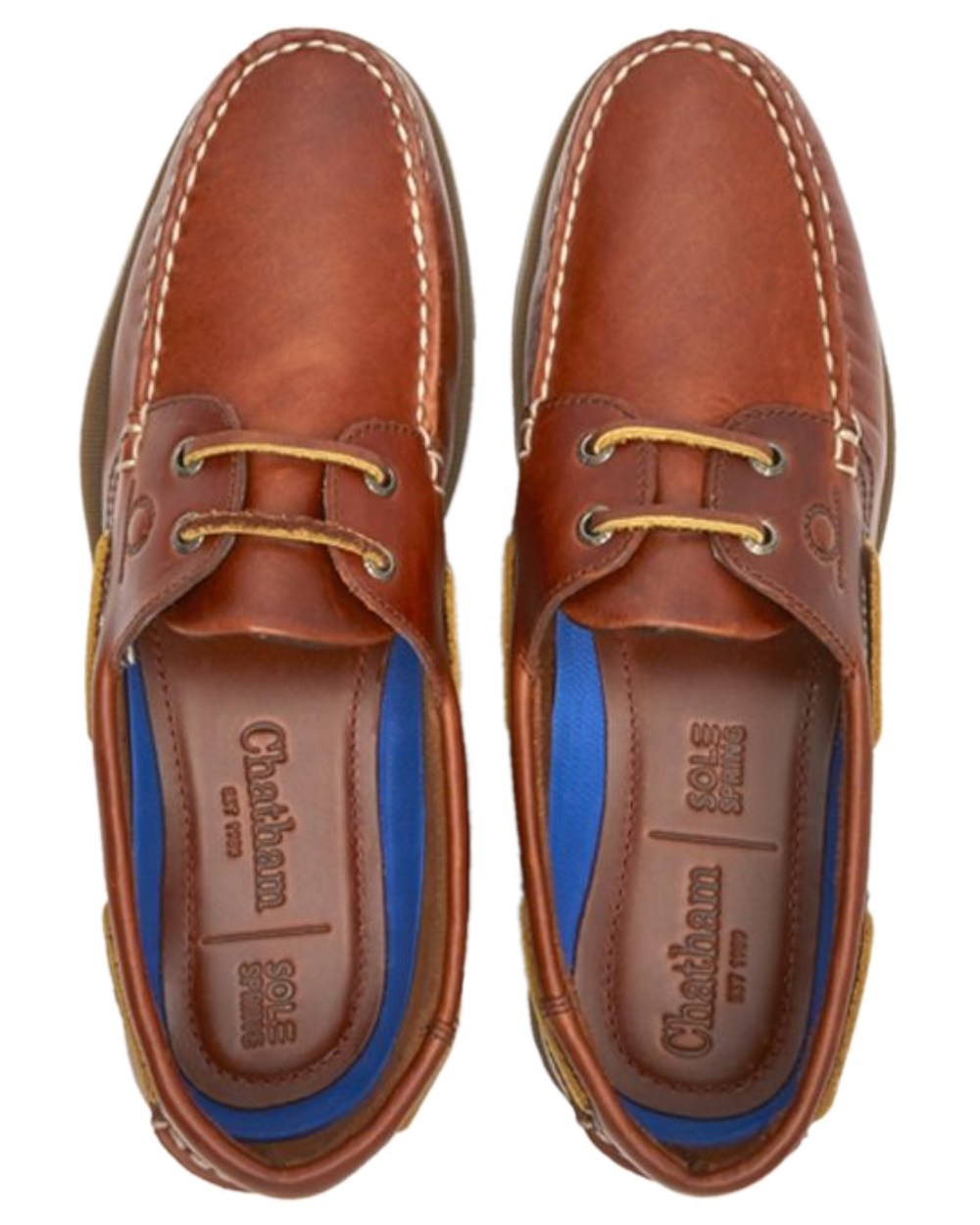 Chestnut Coloured Chatham Mens The Deck II G2 Premium Leather Boat Shoes on white background 