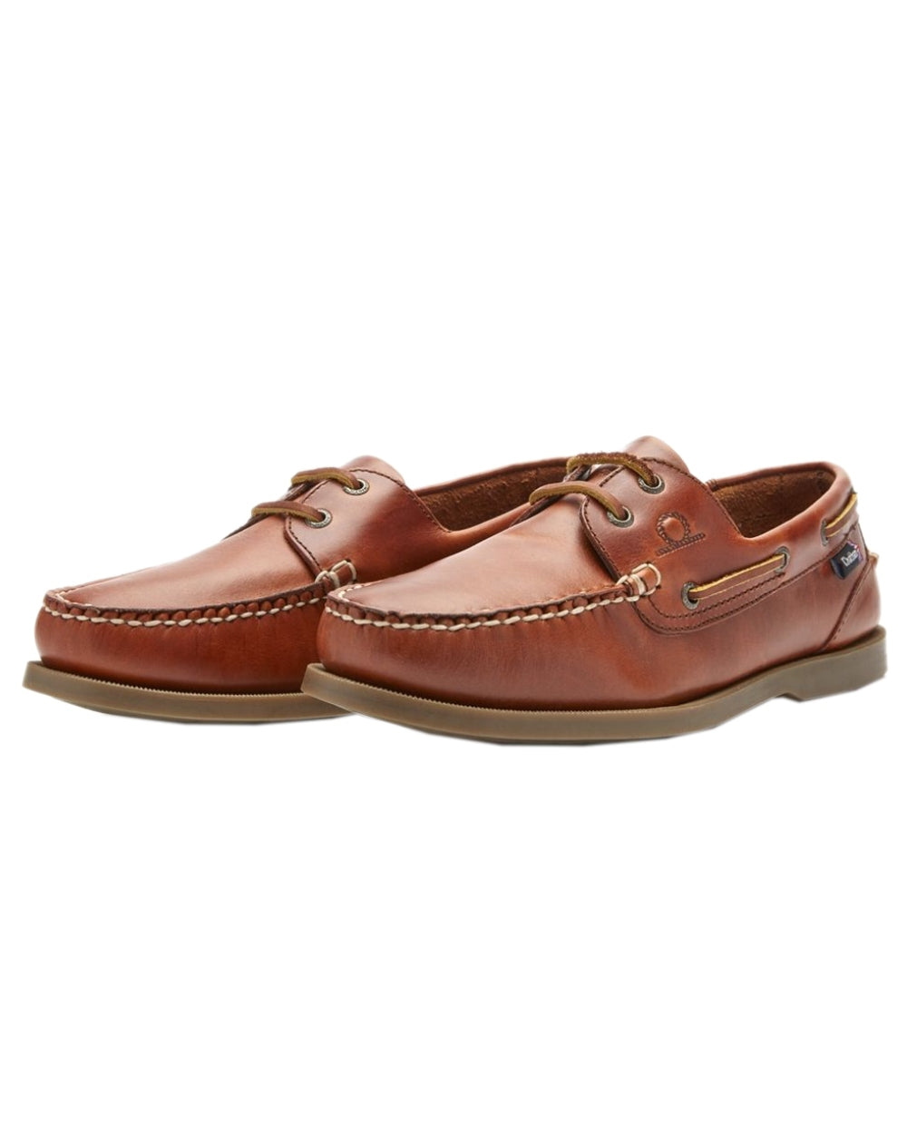 Chestnut Coloured Chatham Mens The Deck II G2 Premium Leather Boat Shoes on white background 