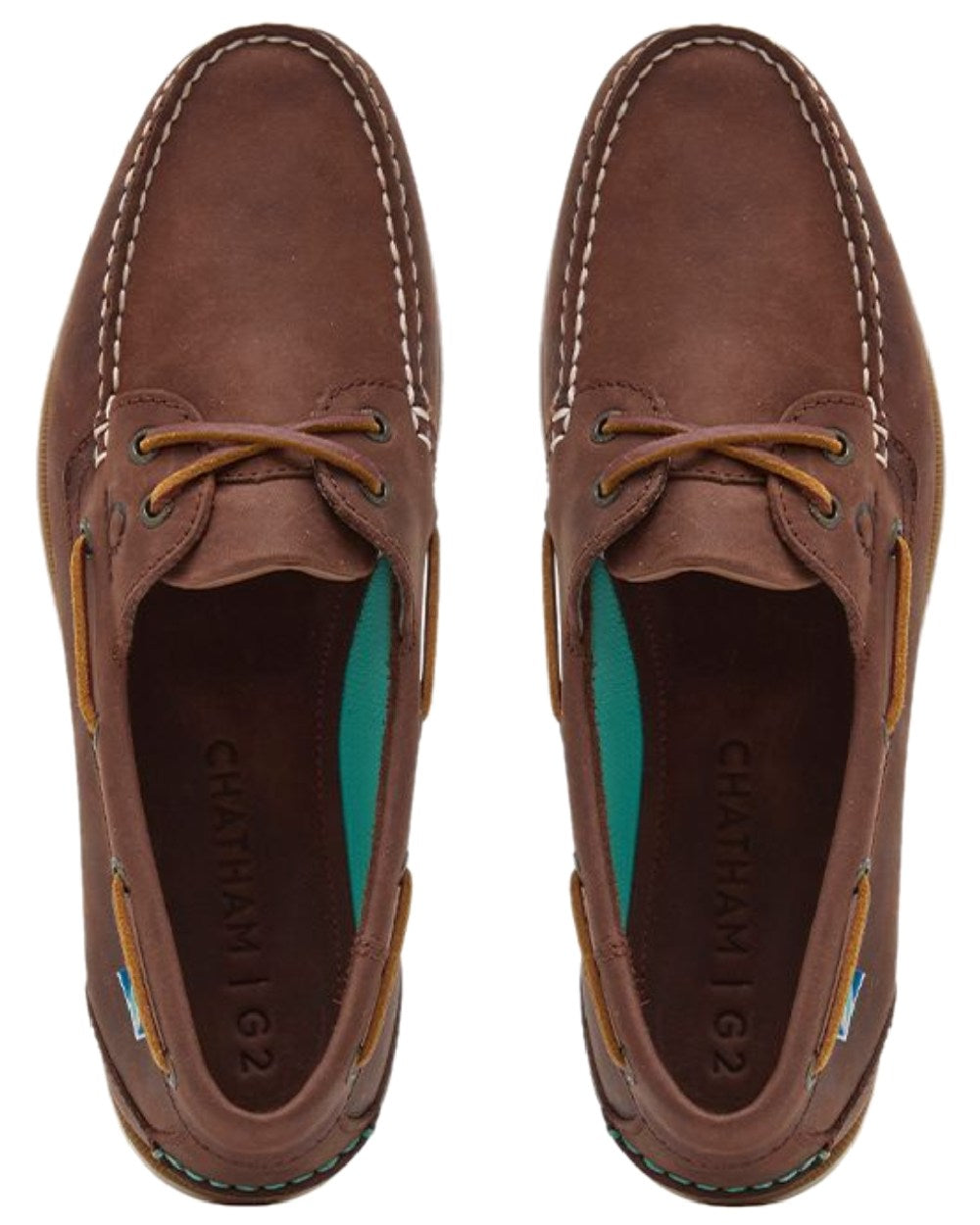 Chocolate Coloured Chatham Mens The Deck II G2 Premium Leather Boat Shoes on white background 