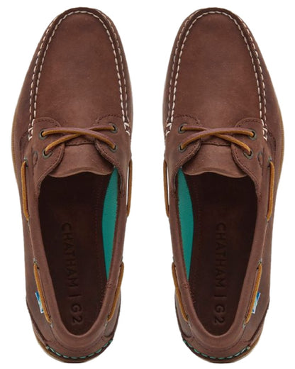 Chocolate Coloured Chatham Mens The Deck II G2 Premium Leather Boat Shoes on white background 