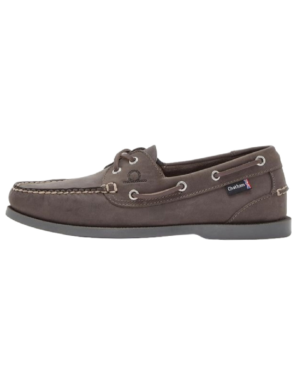 Dark Grey Coloured Chatham Mens The Deck II G2 Premium Leather Boat Shoes on white background 