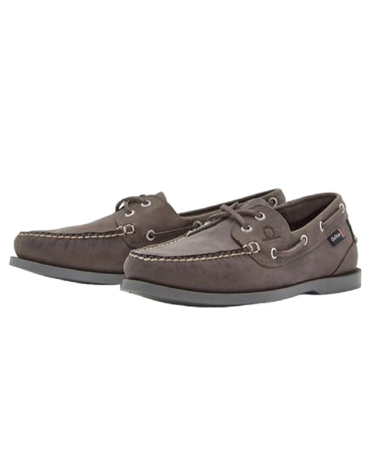 Dark Grey Coloured Chatham Mens The Deck II G2 Premium Leather Boat Shoes on white background 