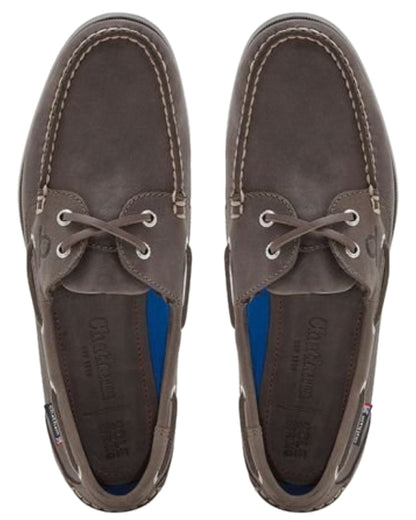 Dark Grey Coloured Chatham Mens The Deck II G2 Premium Leather Boat Shoes on white background 