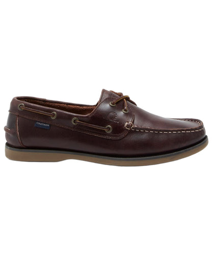 Oxblood coloured Chatham Mens Whitstable Premium Leather Boat Shoes on white background 