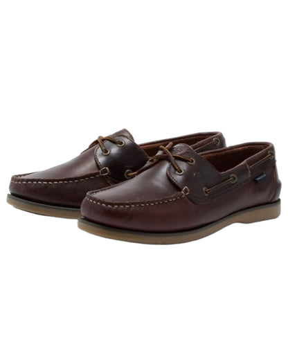 Oxblood coloured Chatham Mens Whitstable Premium Leather Boat Shoes on white background 