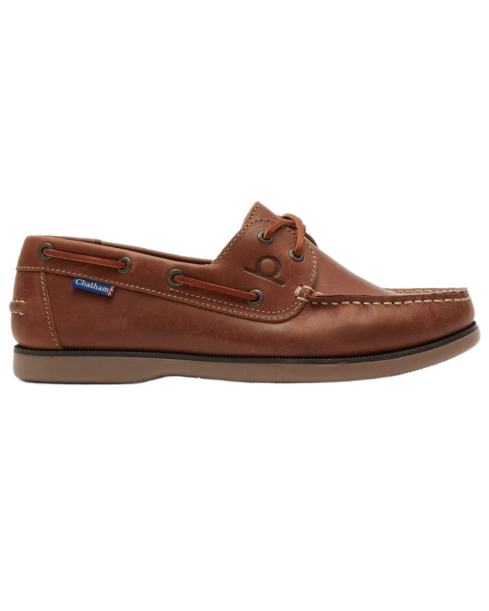 Tan coloured Chatham Mens Whitstable Premium Leather Boat Shoes on white background 