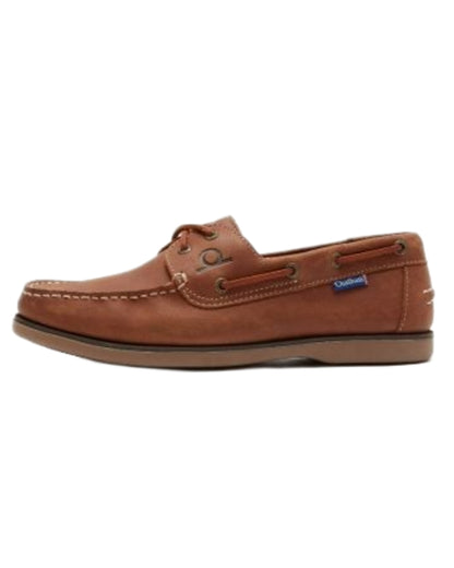 Tan coloured Chatham Mens Whitstable Premium Leather Boat Shoes on white background 