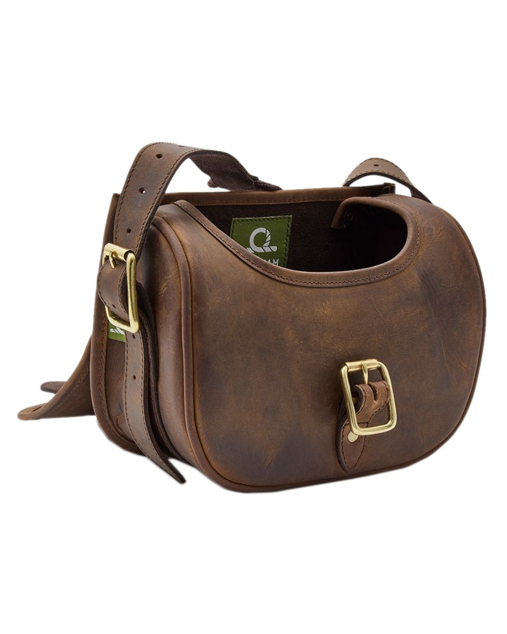 Brown Coloured Chatham Premium Antique Oiled Leather Cartridge Bag on white background 