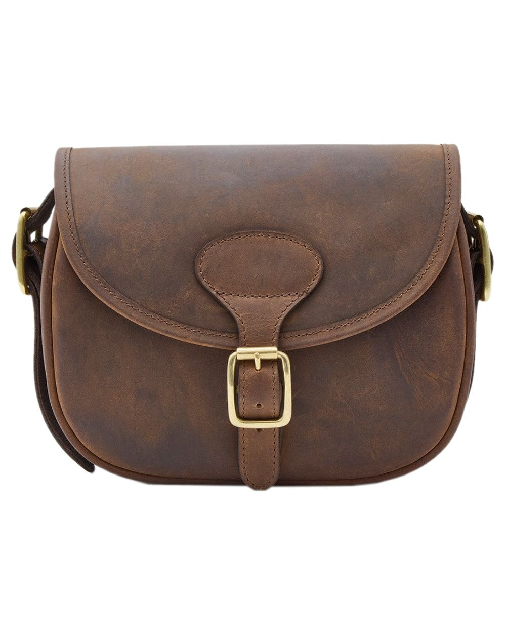 Brown Coloured Chatham Premium Antique Oiled Leather Cartridge Bag on white background 