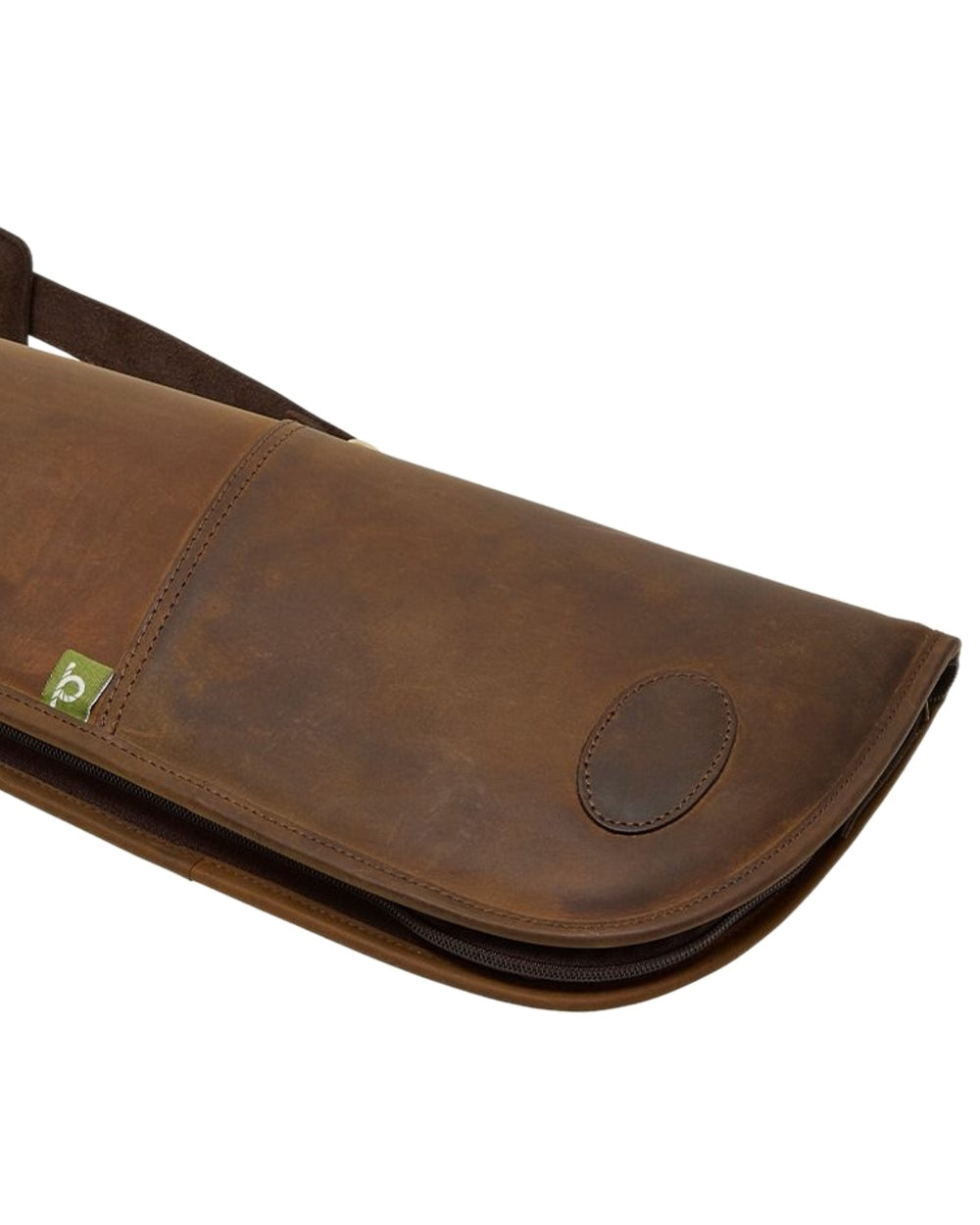 Brown Coloured Chatham Premium Pull Up Leather Full Zip Gun Slip on white background 