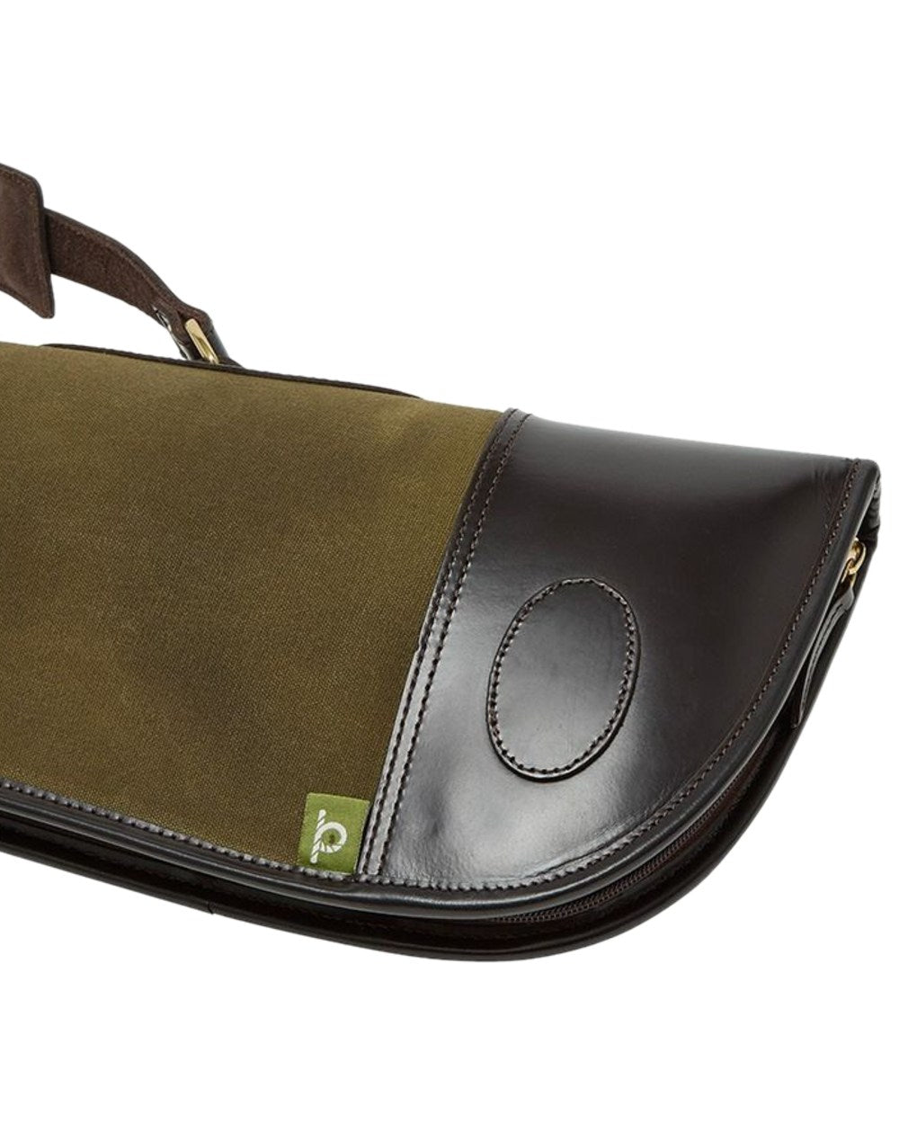 Green Dark Brown Coloured Chatham Premium Pull Up Leather Full Zip Gun Slip on white background 