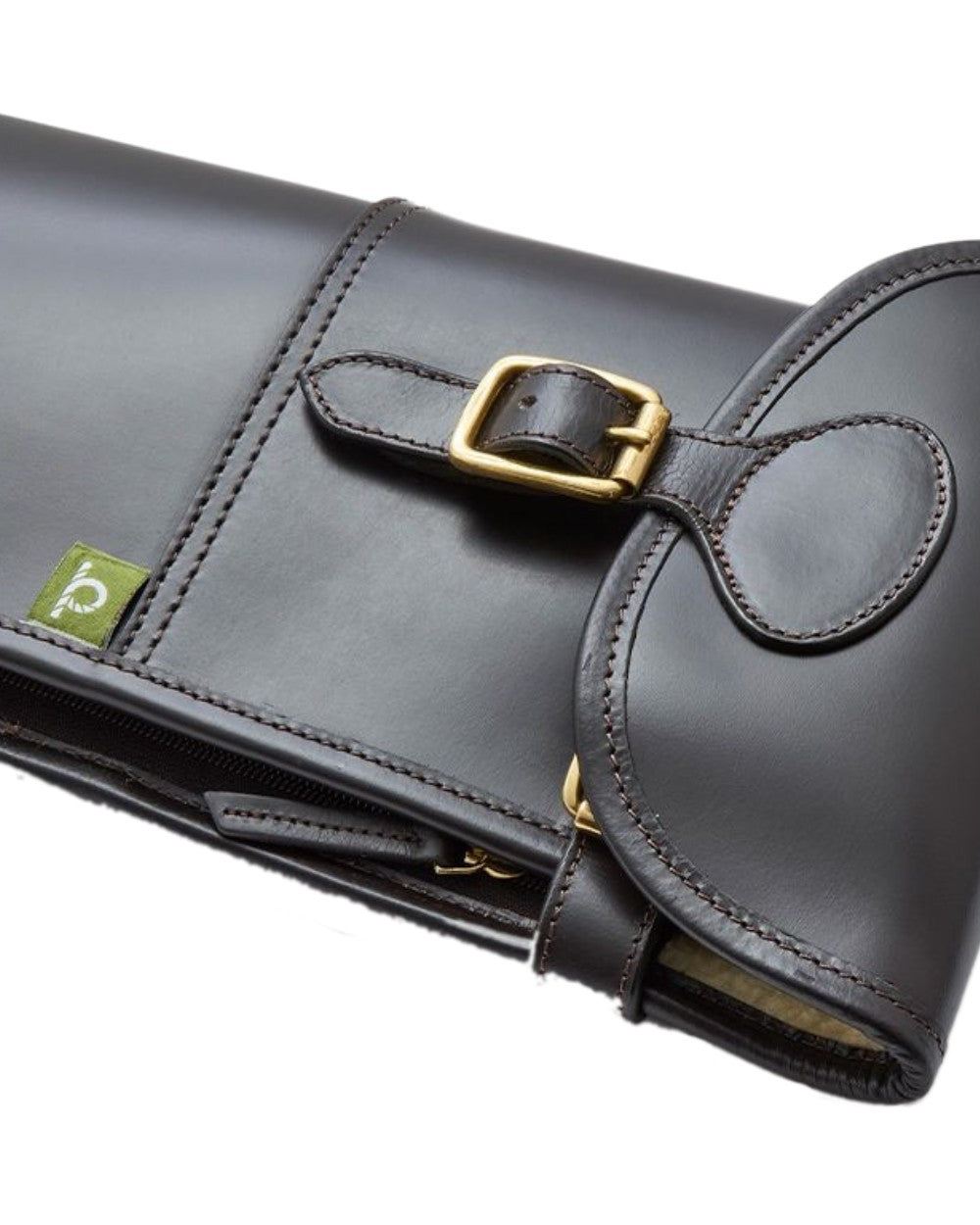 Dark Brown Coloured Chatham Premium Pull Up Leather Gun Slip on white background 