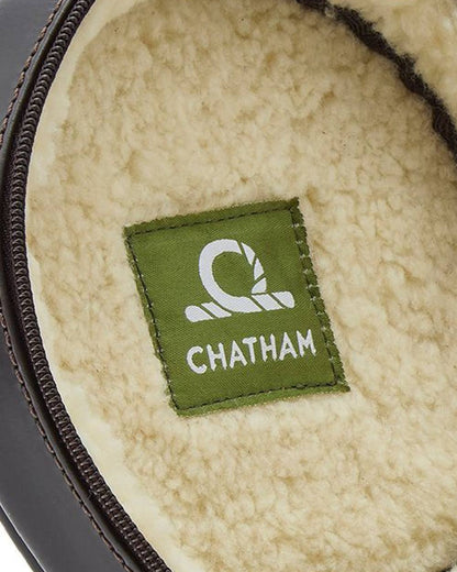 Dark Brown Coloured Chatham Premium Pull Up Leather Hearing Protection Case on white background 