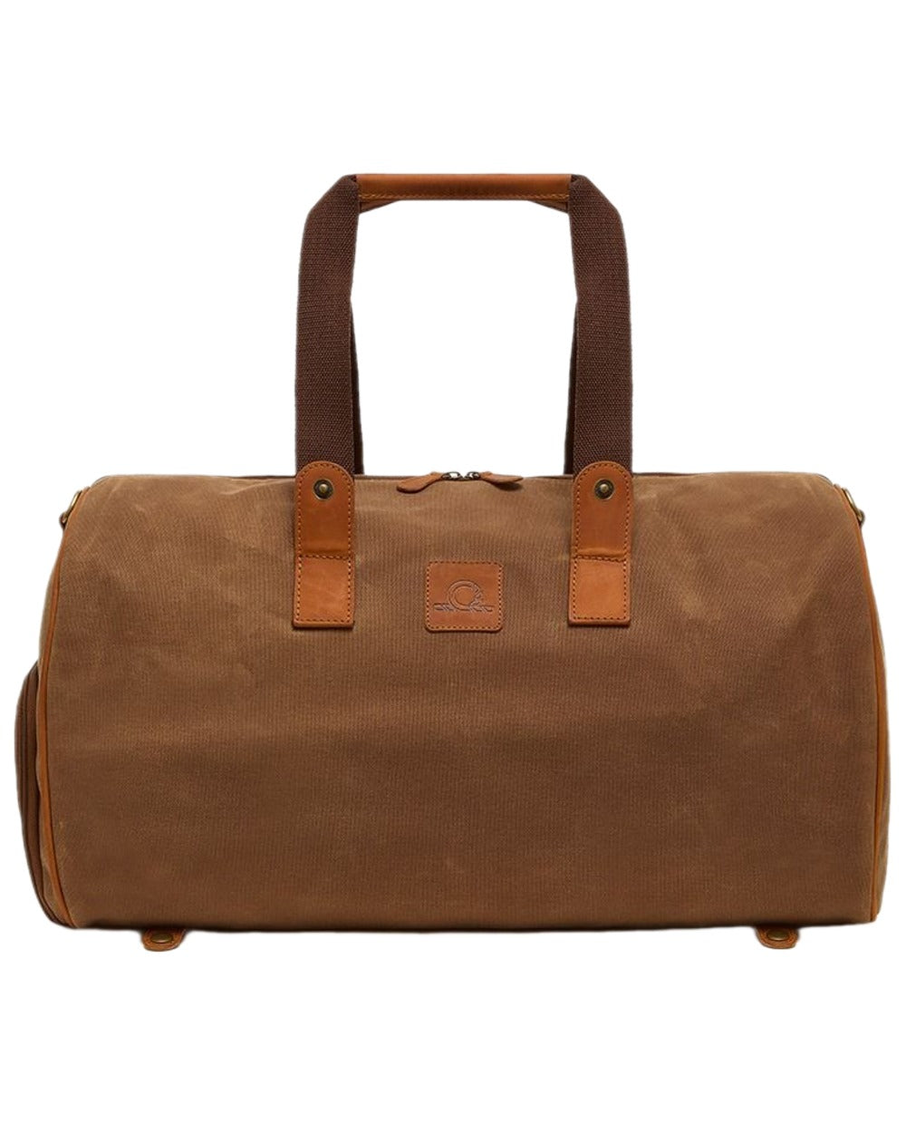 Field Tan Coloured Chatham Waxed Canvas Duffel Bag &amp; Suit Carrier on white background 