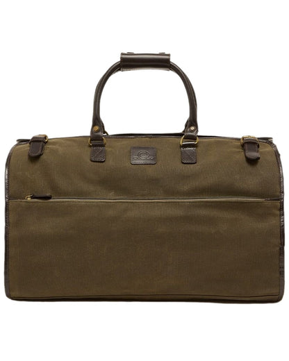 Green Dark Brown Coloured Chatham Waxed Canvas Duffel Bag &amp; Suit Carrier on white background 