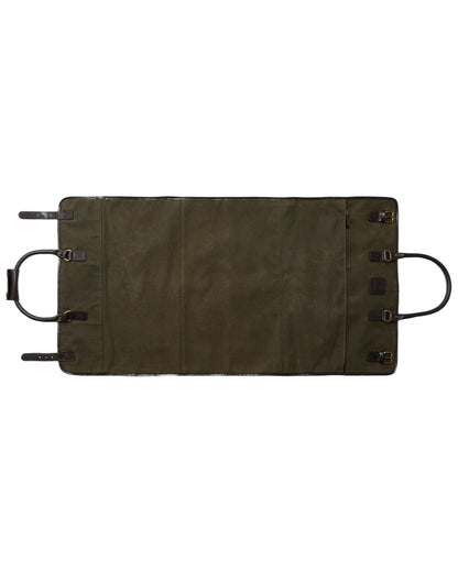 Green Dark Brown Coloured Chatham Waxed Canvas Duffel Bag &amp; Suit Carrier on white background 