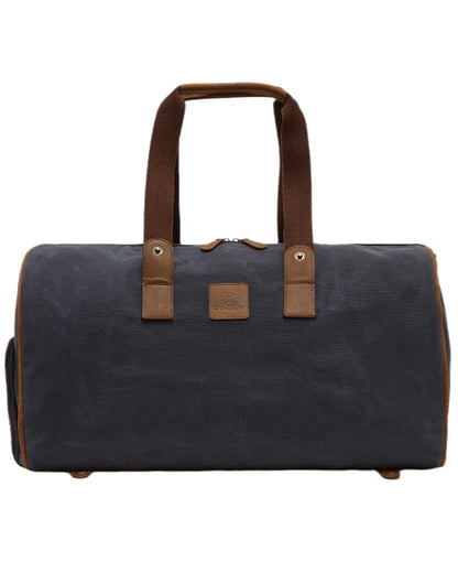 Navy Brown Coloured Chatham Waxed Canvas Duffel Bag &amp; Suit Carrier on white background 