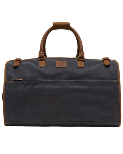Navy Brown Coloured Chatham Waxed Canvas Duffel Bag &amp; Suit Carrier on white background 