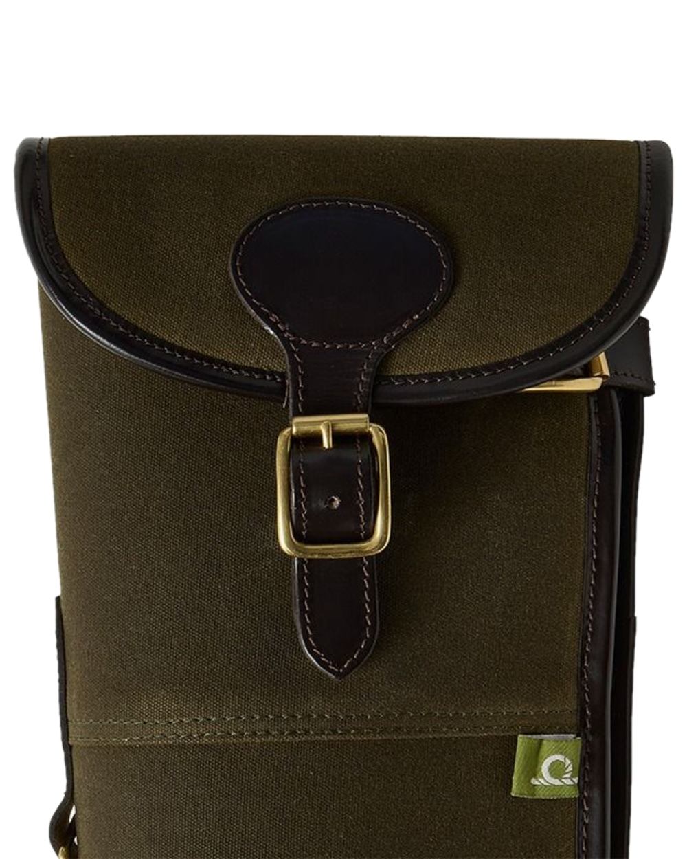 Green Dark Brown Coloured Chatham Waxed Canvas Gun Slip on white background 