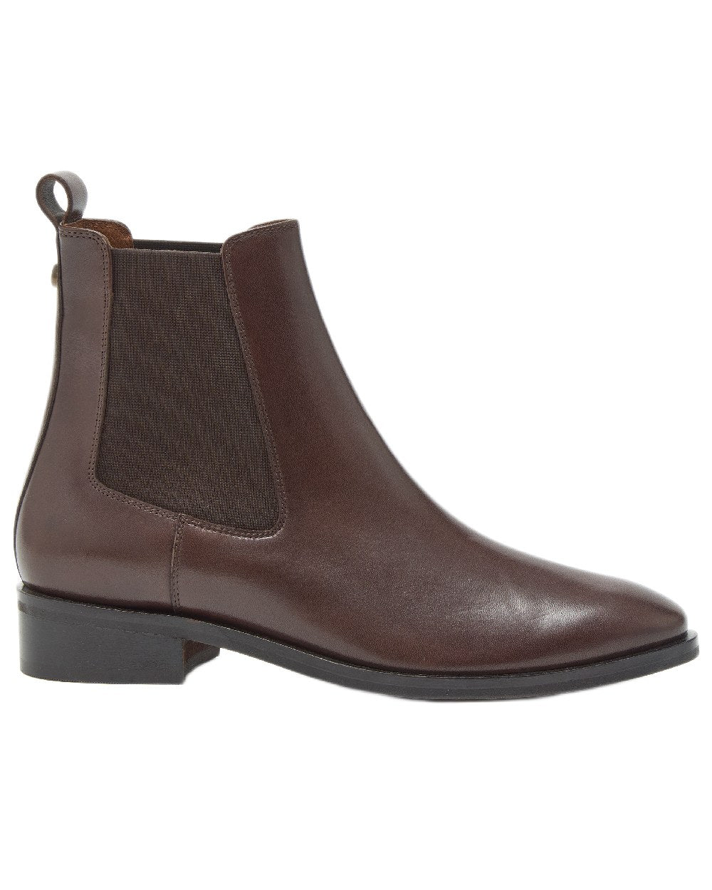 Dark Brown Coloured Chatham Womens Allerton Premium Leather Chelsea Boots on white background 