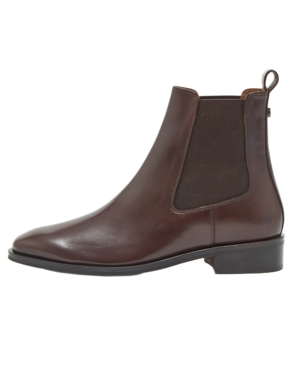 Dark Brown Coloured Chatham Womens Allerton Premium Leather Chelsea Boots on white background 