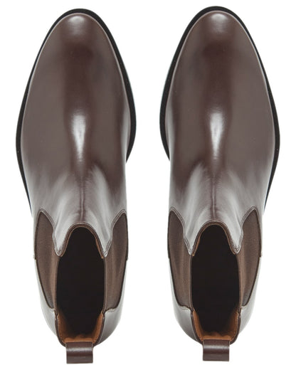 Dark Brown Coloured Chatham Womens Allerton Premium Leather Chelsea Boots on white background 
