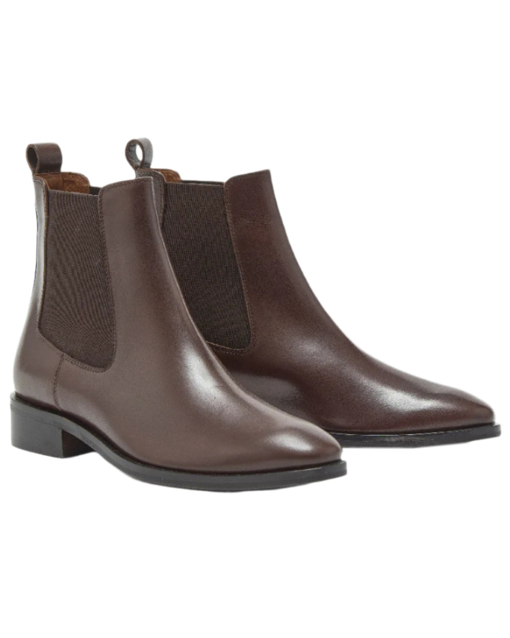 Dark Brown Coloured Chatham Womens Allerton Premium Leather Chelsea Boots on white background 