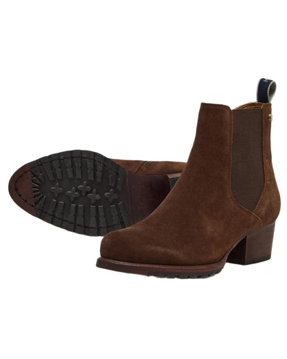 Dark Brown coloured Chatham Womens Ashwell Heeled Chelsea Boots on white background 