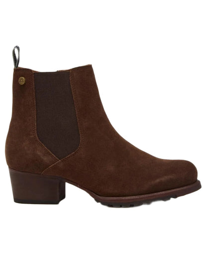 Dark Brown coloured Chatham Womens Ashwell Heeled Chelsea Boots on white background 