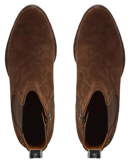 Dark Brown coloured Chatham Womens Ashwell Heeled Chelsea Boots on white background 