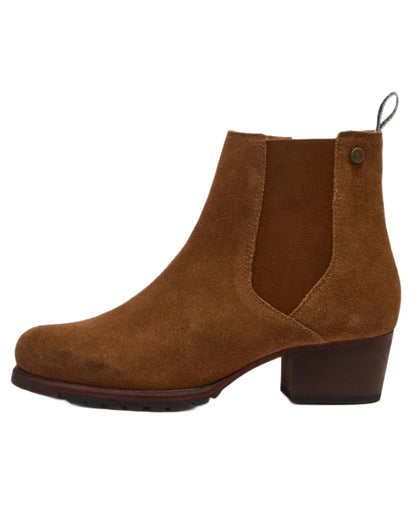 Tan coloured Chatham Womens Ashwell Heeled Chelsea Boots on white background 