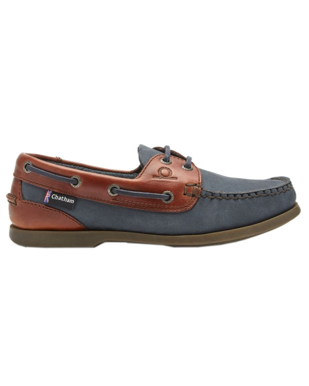 Navy Seahorse Coloured Chatham Womens Bermuda G2 Leather Boat Shoes on white background 