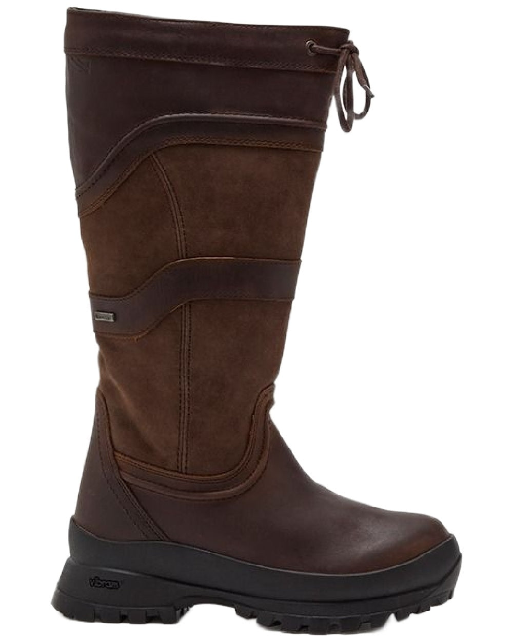Dark Brown Coloured Chatham Womens Cheltenham Premium Leather Waterproof Tall Boots on white background 
