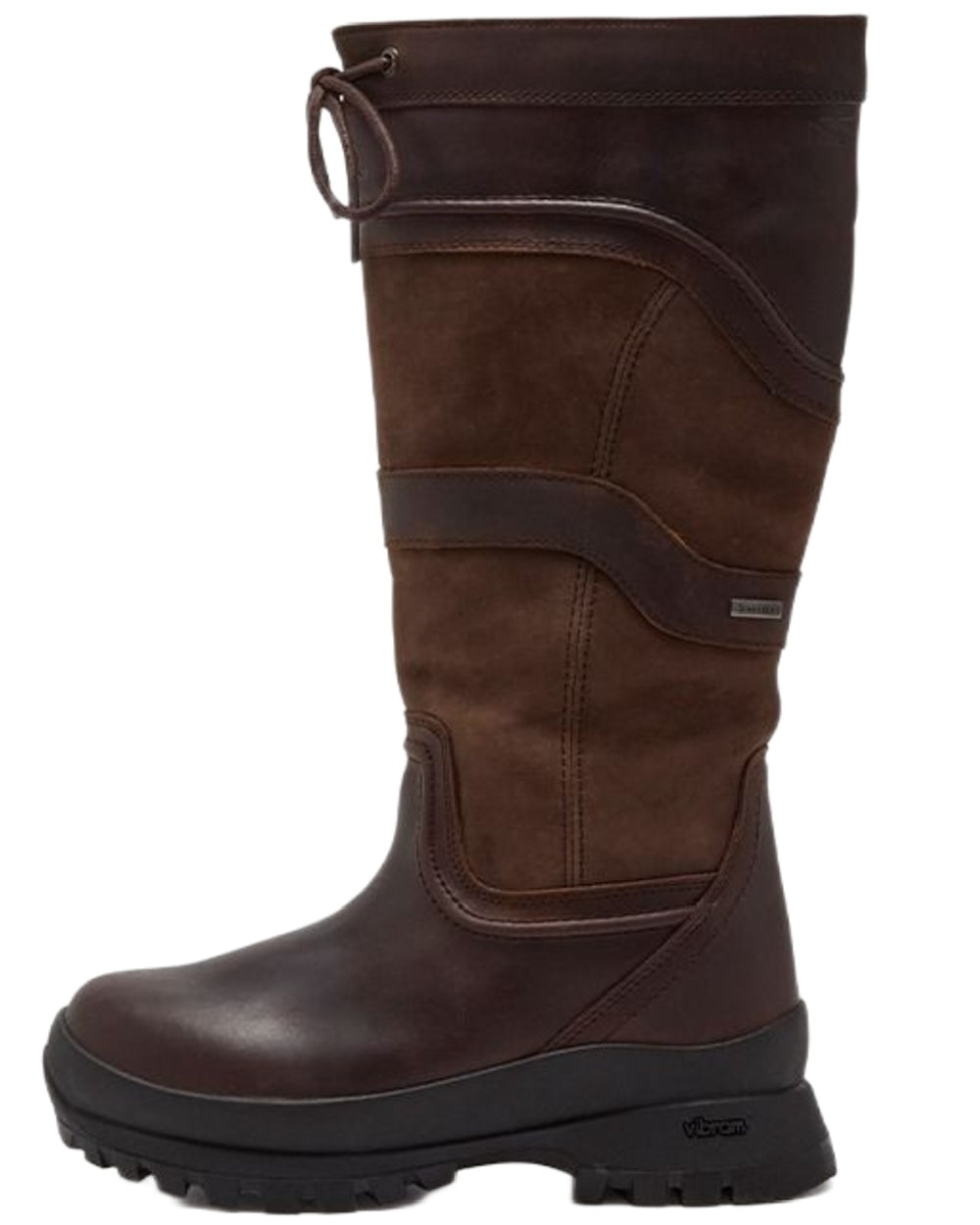 Dark Brown Coloured Chatham Womens Cheltenham Premium Leather Waterproof Tall Boots on white background 