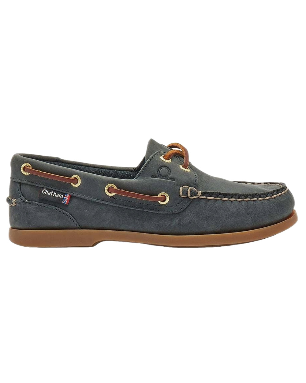 Blue Coloured Chatham Womens Deck II G2 Premium Leather Boat Shoes on white background 