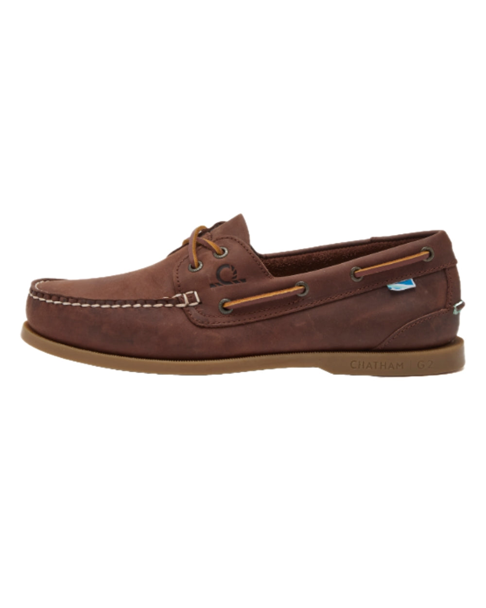 Chocolate Coloured Chatham Womens Deck II G2 Premium Leather Boat Shoes on white background 