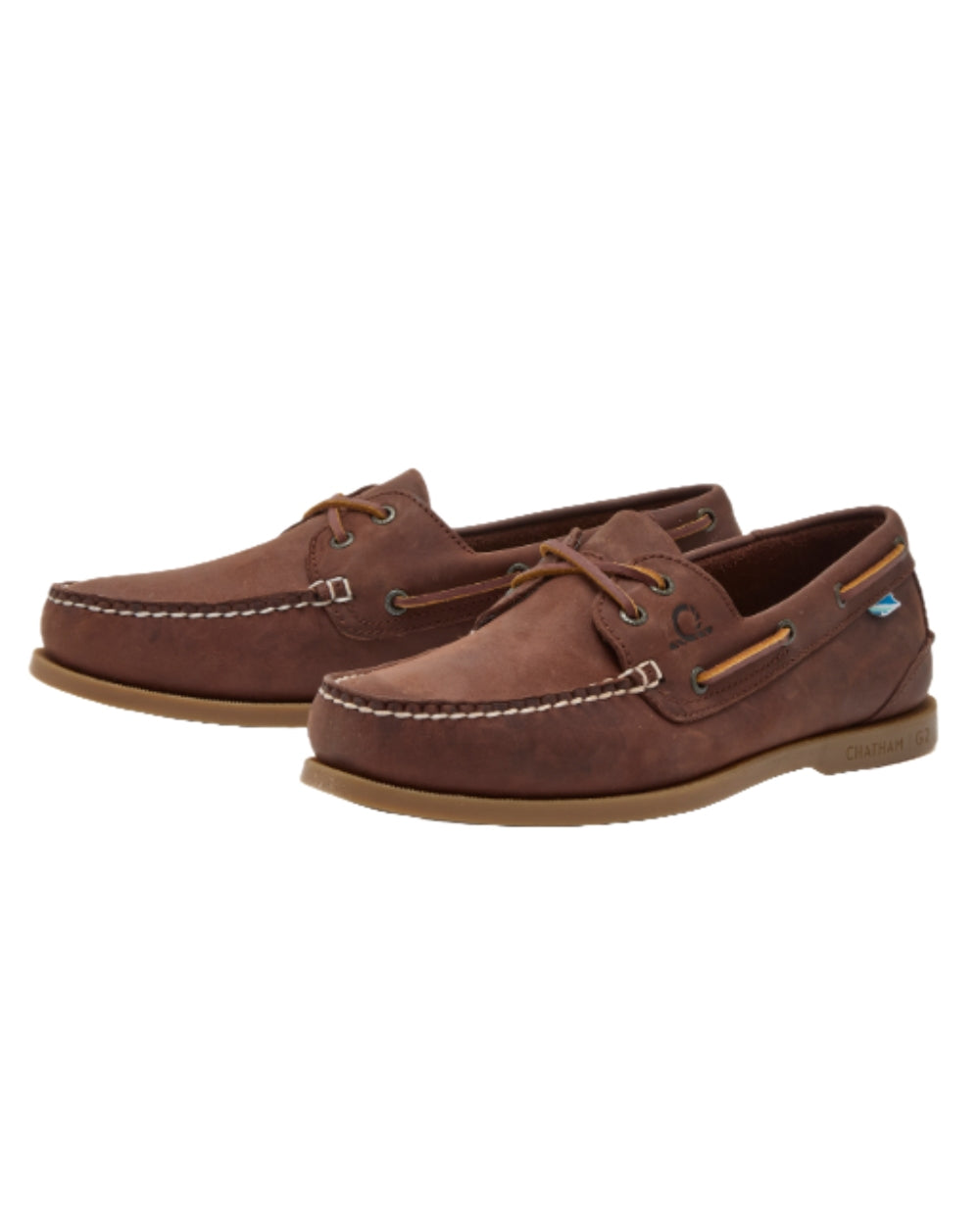 Chocolate Coloured Chatham Womens Deck II G2 Premium Leather Boat Shoes on white background 