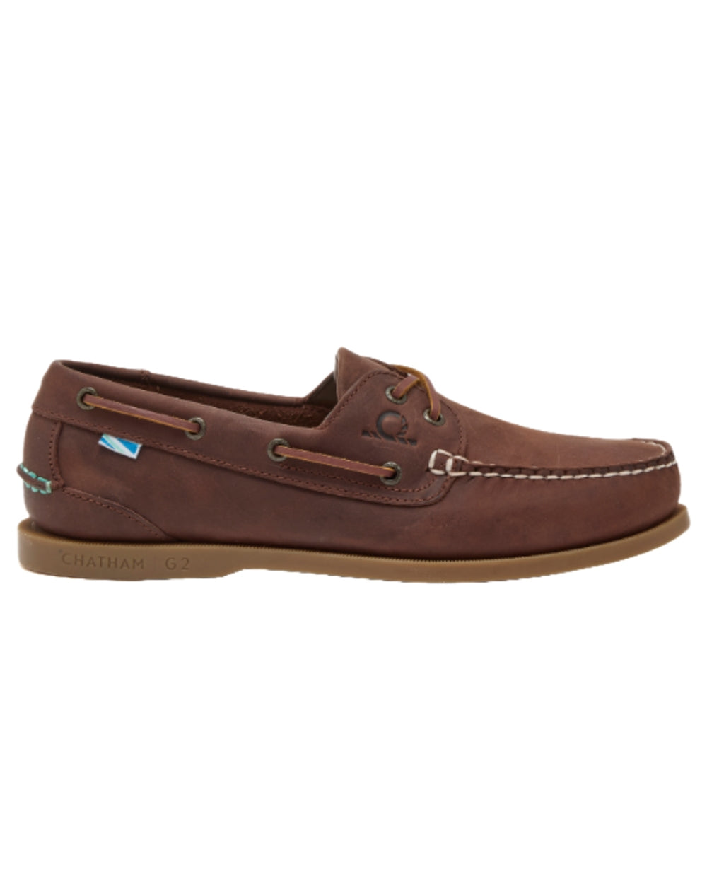 Chocolate Coloured Chatham Womens Deck II G2 Premium Leather Boat Shoes on white background 