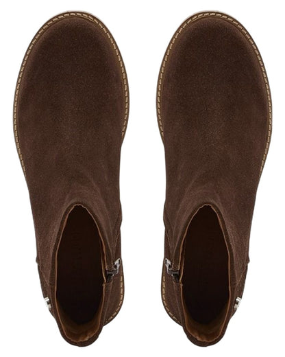 Dark Brown coloured Chatham Womens Hays Casual Heeled Zip Boots on white background 