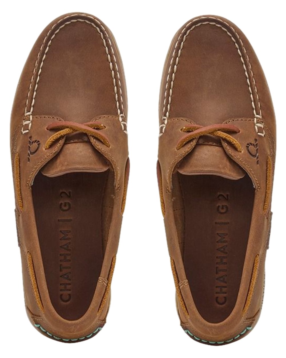 Walnut Coloured Chatham Womens Java II G2-Premium Leather Sustainable Deck Shoe on white background 