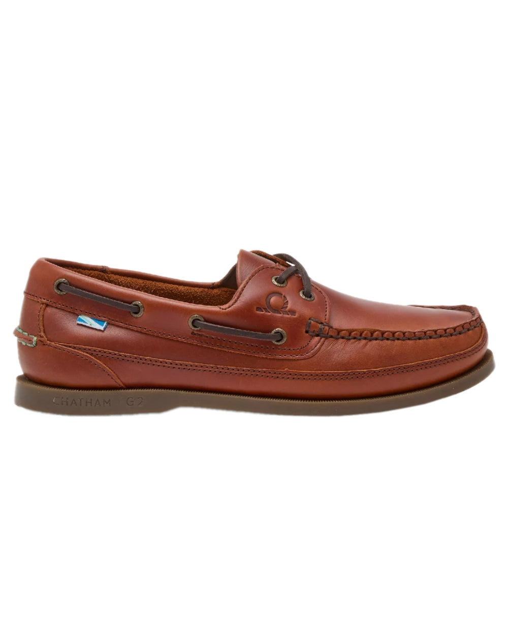 Chestnut Coloured Chatham Womens Kayak G2-Premium Leather Wide-Fit Boat Shoes on white background 