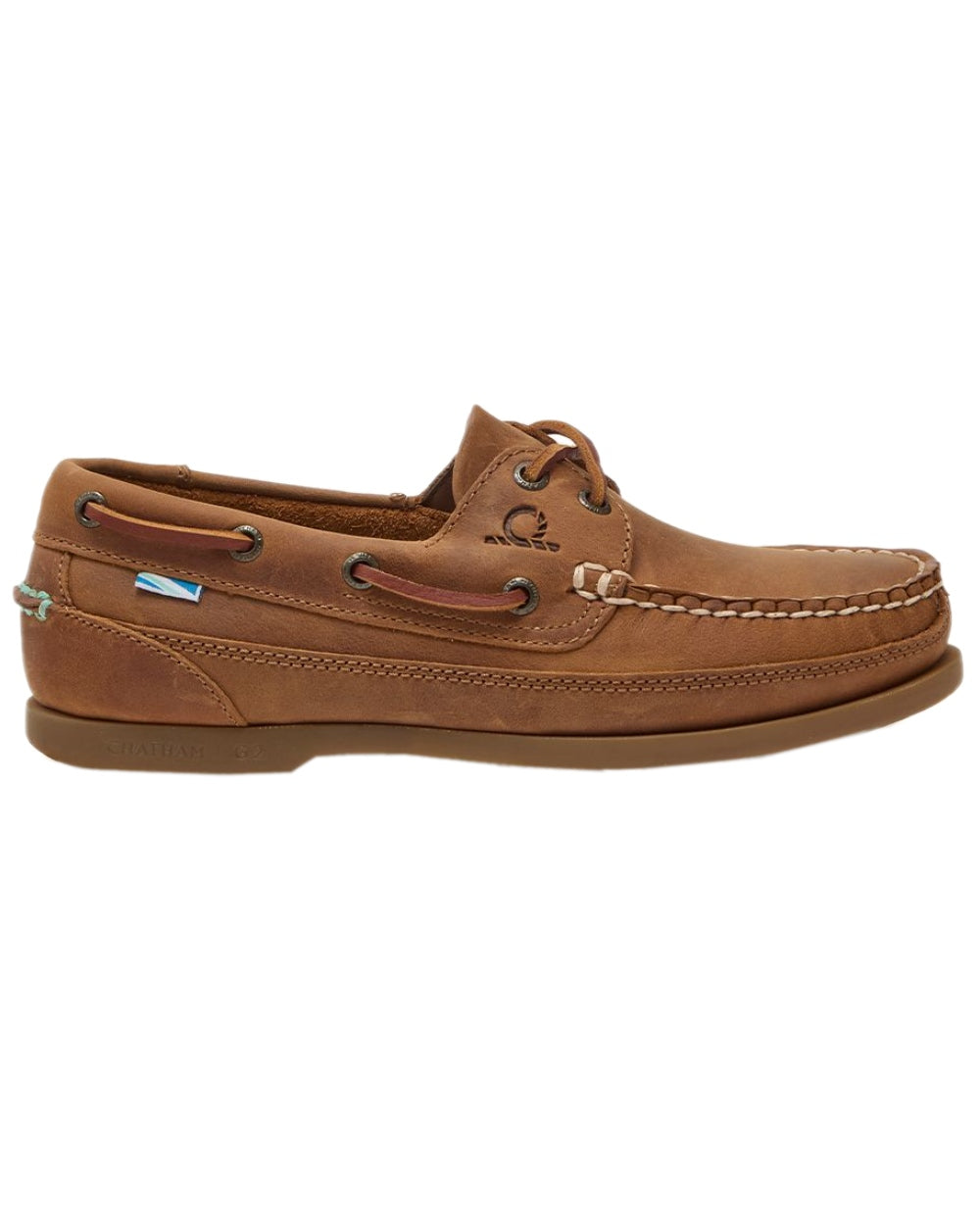 Walnut Coloured Chatham Womens Kayak G2-Premium Leather Wide-Fit Boat Shoes on white background 