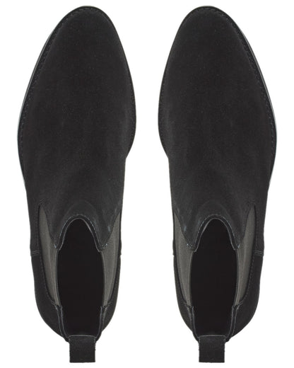 Black Coloured Chatham Womens Lynch Premium Suede Chelsea Boots on white background 