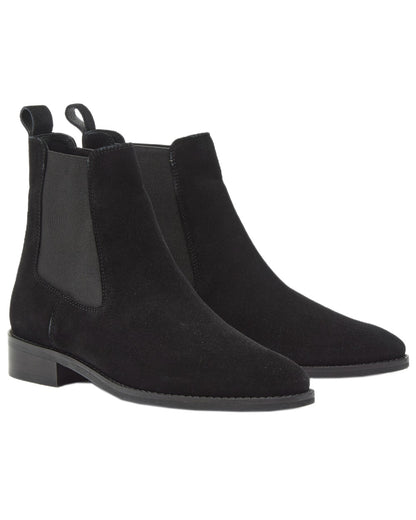 Black Coloured Chatham Womens Lynch Premium Suede Chelsea Boots on white background 