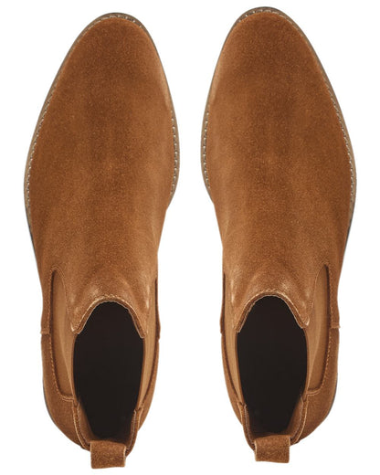 Tan Coloured Chatham Womens Lynch Premium Suede Chelsea Boots on white background 