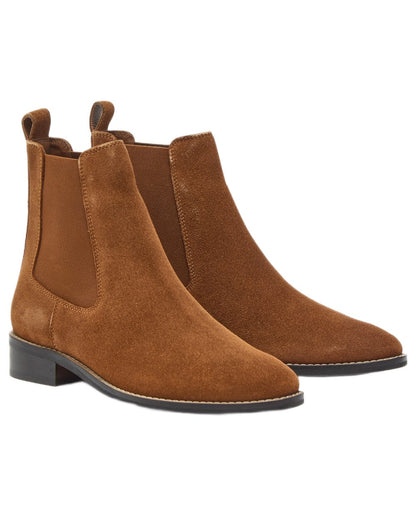Tan Coloured Chatham Womens Lynch Premium Suede Chelsea Boots on white background 