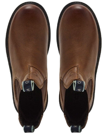 Tan Coloured Chatham Womens Oasby Premium Leather Outdoor Chelsea Boots on white background 