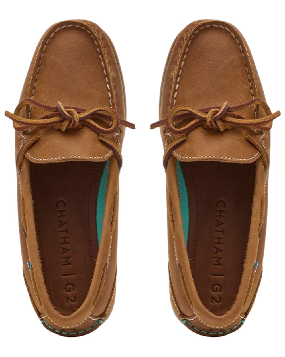 Walnut Coloured Chatham Womens Olivia G2-Premium Nubuck Slip-On Deck Shoes on white background 